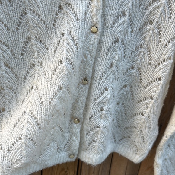 Wilfred Cream Cardigan Sweater with Lacey Knit - Picture 4 of 9